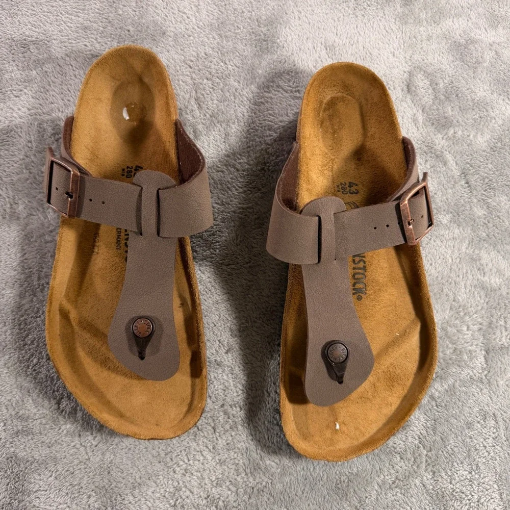 Birkenstock Ramses Sandals Mens 43 10 Mocha Birkibuc Thong Buckle Brown 044701